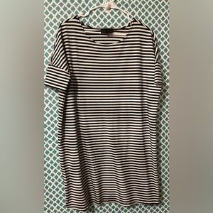 Hatch Navy and White Striped T-Shirt Dress o/s maternity